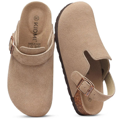 Smile Pop Men's Suede Shoes With Adjustable Back Strap Leather Mules With Cork Flip-Flop Slippers Insoles Slip-On Potato Shoes by All Mart Bristol Ltd