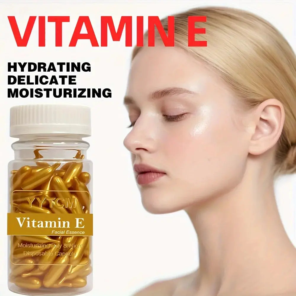 Vitamin E Serum Capsules, Single-Use Essence Capsules, Hydrating and Moisturizing Facial Skin 90 Capsules/Bottle - 1 Bottle by All Mart Bristol Ltd