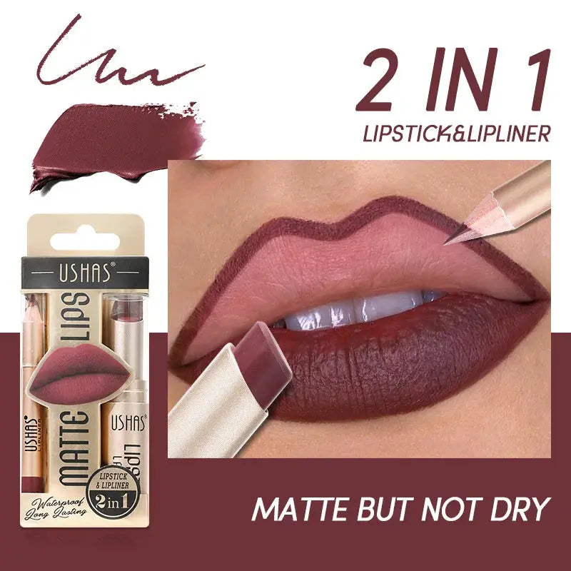 USHAS 12 Color Lip Liner + LIPSTICK Set Easy Coloring Matte Lipstick Long lasting nude red lipstick by All Mart Bristol Ltd