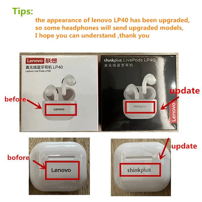 Original Lenovo LP40 wireless headphones TWS Bluetooth Earphones Touch Control Sport Headset Stereo Earbuds For Phone Android by All Mart Bristol Ltd
