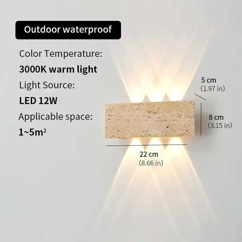 Wabi-sabi LED Wall Lamp Garden Light Stone IP65 Outdoor Waterproof Bedside Retro Sconces Lighting Fixture Home Decoration Indoor by All Mart Bristol Ltd