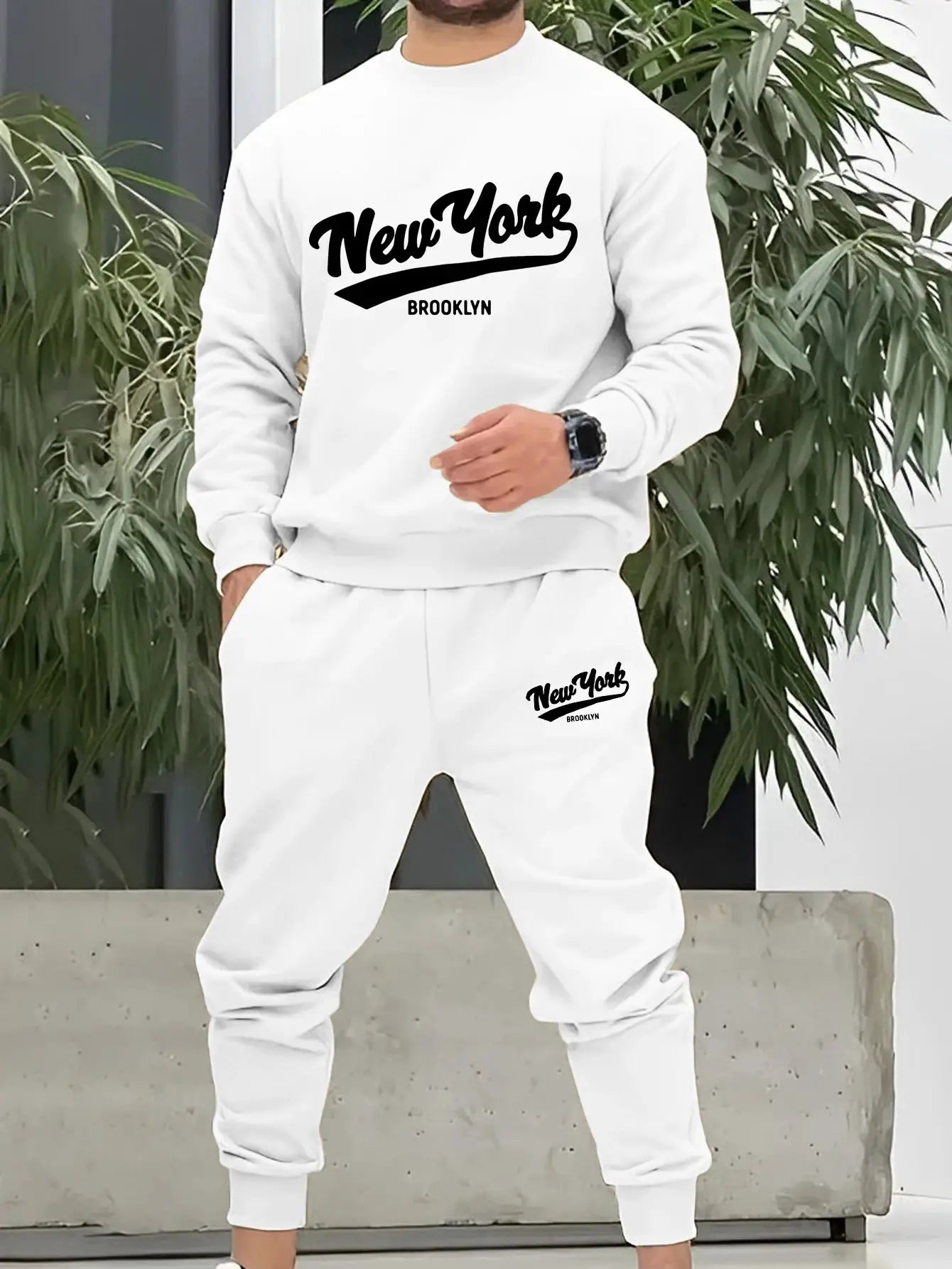 Autumn Trendy New Sweatshirt Men's Loose Daily Casual Fit With New York Letter Printed Hundred Long Sleeve Sweatshirt Set by All Mart Bristol Ltd