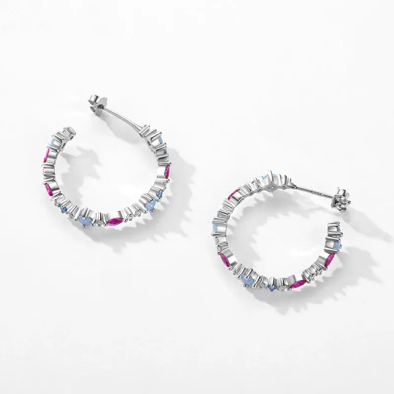 Modian Authentic 925 Sterling Silver Rainbow Color Zirconia Charm Stud Earrings For Women Ear Studs Wedding Gift Fine Jewelry by All Mart Bristol Ltd
