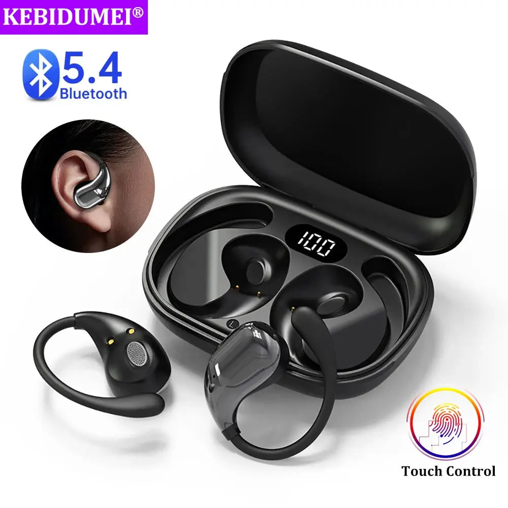 Bluetooth 5.4 Ear Hook Headphones TWS Wireless Earphones HiFi Stereo Waterproof Headsets LED Display Long Standby Touch Earbuds by All Mart Bristol Ltd