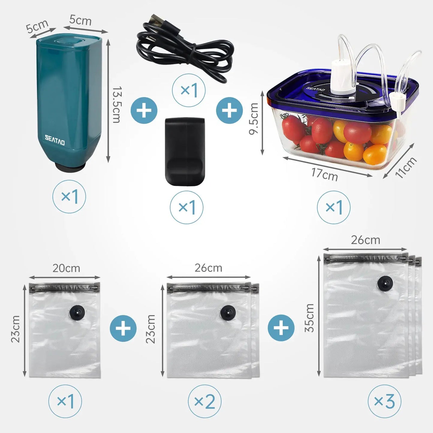 Electric Handheld Vacuum Sealer and Reusable Food Storage Bags by All Mart Bristol Ltd