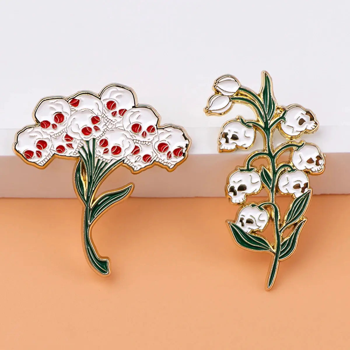 Punk Skull Flower Enamel Pins Women's Brooches Men Lapel Pins Badge on Backpack Costume Accessories Halloween Jewelry Gift by All Mart Bristol Ltd