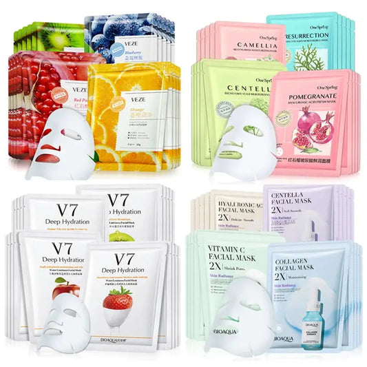 20Pcs Face Mask Sets Fresh Fruit Face Care Sheet Masks Hydrating Anti-aging Oil Control Acne Treatment Facial Mask Skin Care Set by All Mart Bristol Ltd