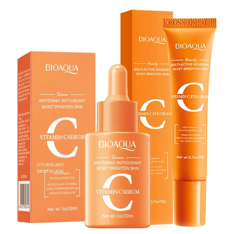 BIOAQUA Vitamin C Skin Care Kit Moisturizing Face Serum Anti-Aging Anti Dark Circles Eye Cream Facial Eyes Travel Size Skin Care by All Mart Bristol Ltd