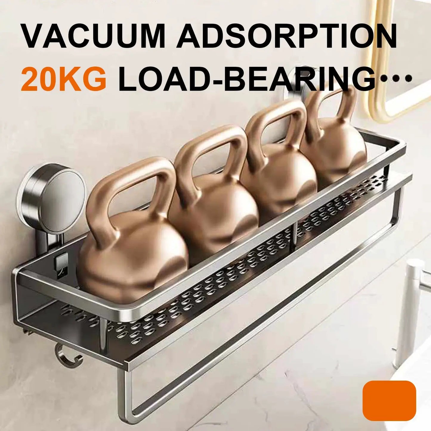 Suction Cup Bathroom Rack Shower Shelf Toilet Space Aluminum Wall Hanging Shampoo Rack Bathroom Organizer No Drill Wall Shelf by All Mart Bristol Ltd
