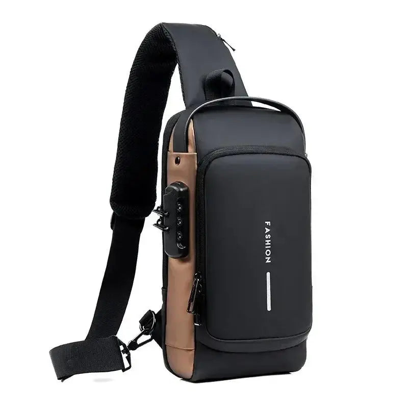 Men Anti Theft Chest Bag Shoulder Bags USB Charging Crossbody Package School Short Trip Messengers Bags Men's Oxford Sling Pack by All Mart Bristol Ltd