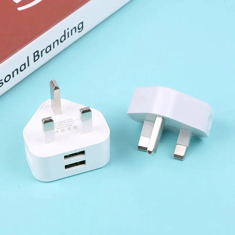 Universal UK Plug 3 Pin Wall Charger Adapter With 1/2 USB Ports Charging For Iphone 11 For Huawei Charging Charger by All Mart Bristol Ltd