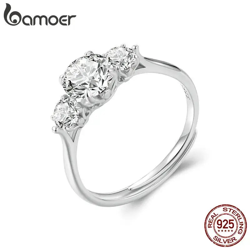 BAMOER 1.6CTTW Round Moissanite Ring for Women, White Gold Plated D Color VVS1 Lab Diamond 925 Sterling Silver Engagement Ring by All Mart Bristol Ltd