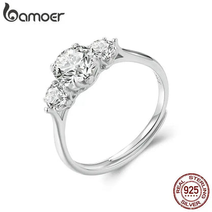 BAMOER 1.6CTTW Round Moissanite Ring for Women, White Gold Plated D Color VVS1 Lab Diamond 925 Sterling Silver Engagement Ring by All Mart Bristol Ltd