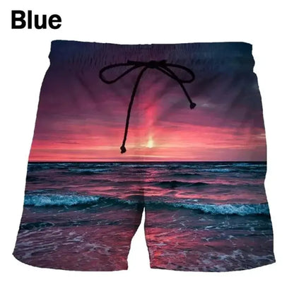 Seaside Sunset Sunrise Scence Beach Shorts Men 3D Print Board Shorts Swimsuit 2023 Hawaiian Bermuda Swim Trunks Cool Short Pants by All Mart Bristol Ltd