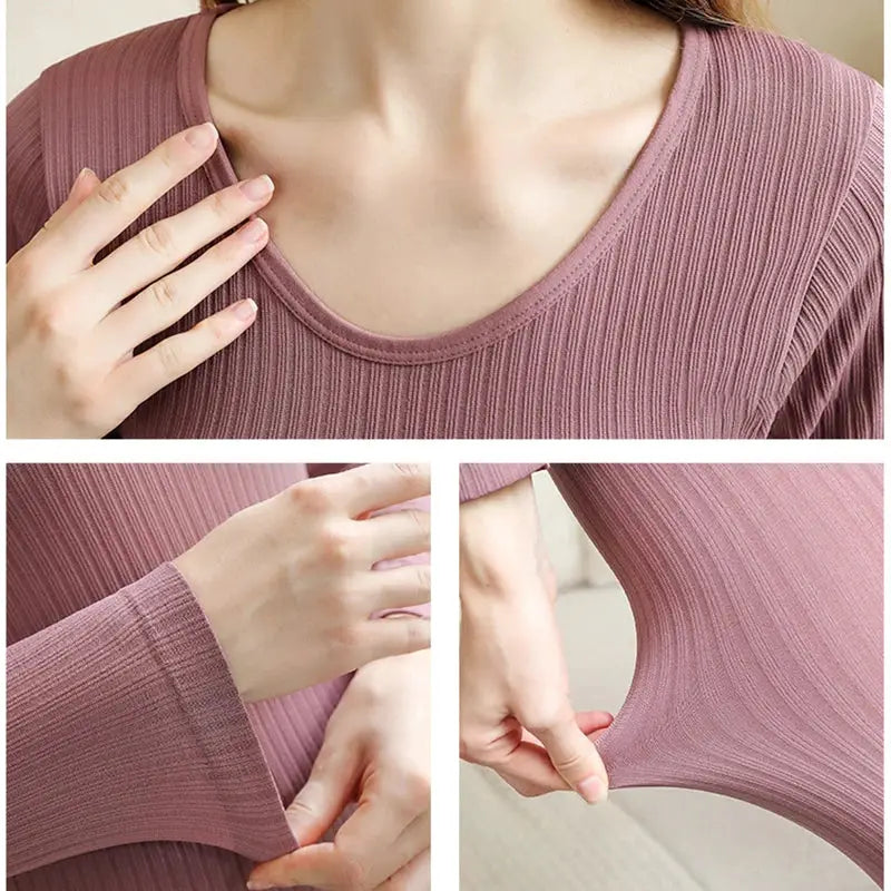 1 Set Warm Thermal Underwear Sexy Ladies Intimates Long Johns Women Shaped Sets Female Middle Collar Thermal Shaping Clothes by All Mart Bristol Ltd