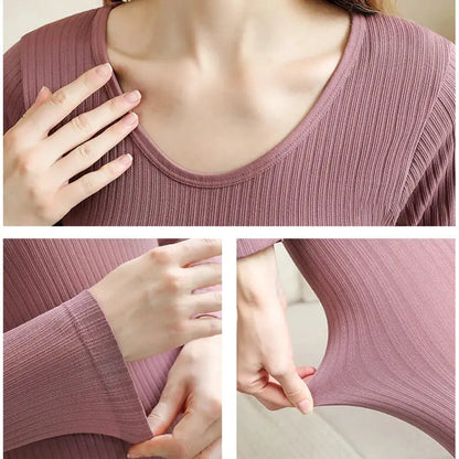 1 Set Warm Thermal Underwear Sexy Ladies Intimates Long Johns Women Shaped Sets Female Middle Collar Thermal Shaping Clothes by All Mart Bristol Ltd