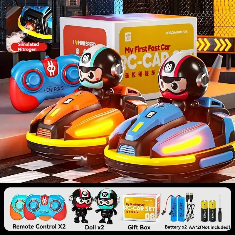 RC Battle Bumper Car Toy for Toddler Boy Girl Catapult Robot Karting Toy with Music Light RC Battle Game for Kids Family Battles by All Mart Bristol Ltd
