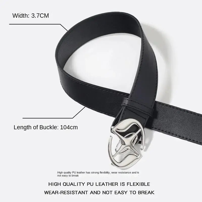 Fashion Metal Star Buckle Leather Belt for Woman Goth Punk Style Waist Belt Man Casual Style Waistband for Jeans Accessories by All Mart Bristol Ltd