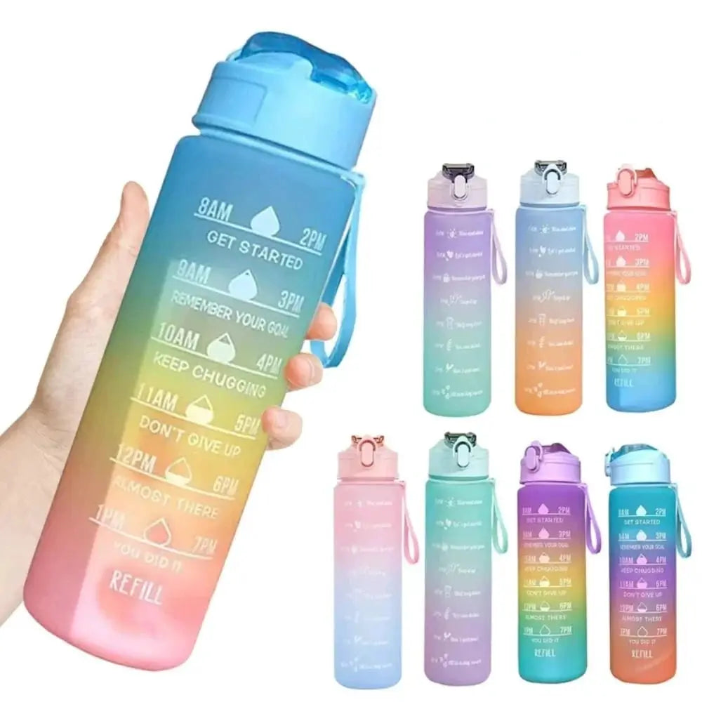 750ML Large Capacity Water Bottle Portable Plastic Clear Drink Bottle with Time Marker Motivational Sports Water Cup by All Mart Bristol Ltd
