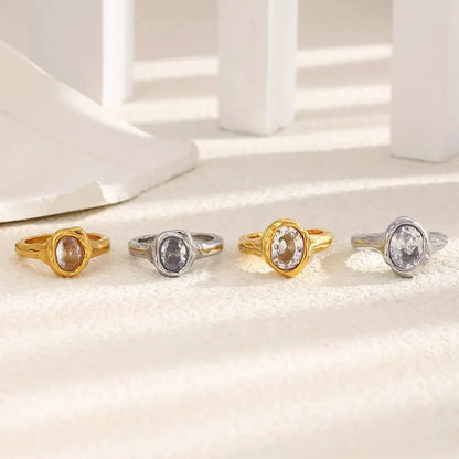 La. Muses Luxury Shiny Round Zircon Irregular Stainless Steel Women's Ring PVD Gold Plated Fashion Jewelry Accessories by All Mart Bristol Ltd