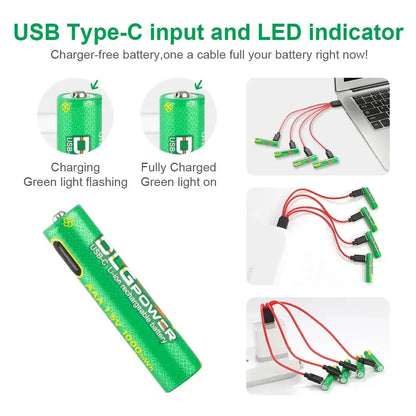 DLGpower USB Li-ion AAA 1.5V Rechargeable Battery aaa 1000mWh Lithium Batteries for Toys Remote Control Mouse Flashlight by All Mart Bristol Ltd
