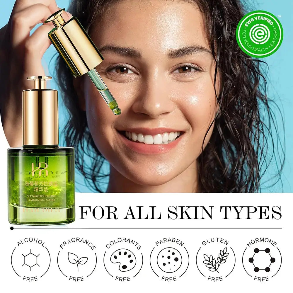 Sea Grape Collagen Peptide Double Anti Revitalizing Essence Oil Skin Care Moisturizing Brighten Anti-Aging Firming Face Serum by All Mart Bristol Ltd