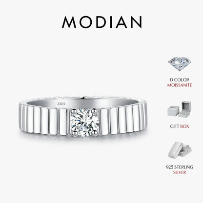 MODIAN D Color Moissanite Ring 925 Sterling Silver Trendy Wide Eternal Stackable Finger Rings For Women Unisex Fine Jewelry by All Mart Bristol Ltd