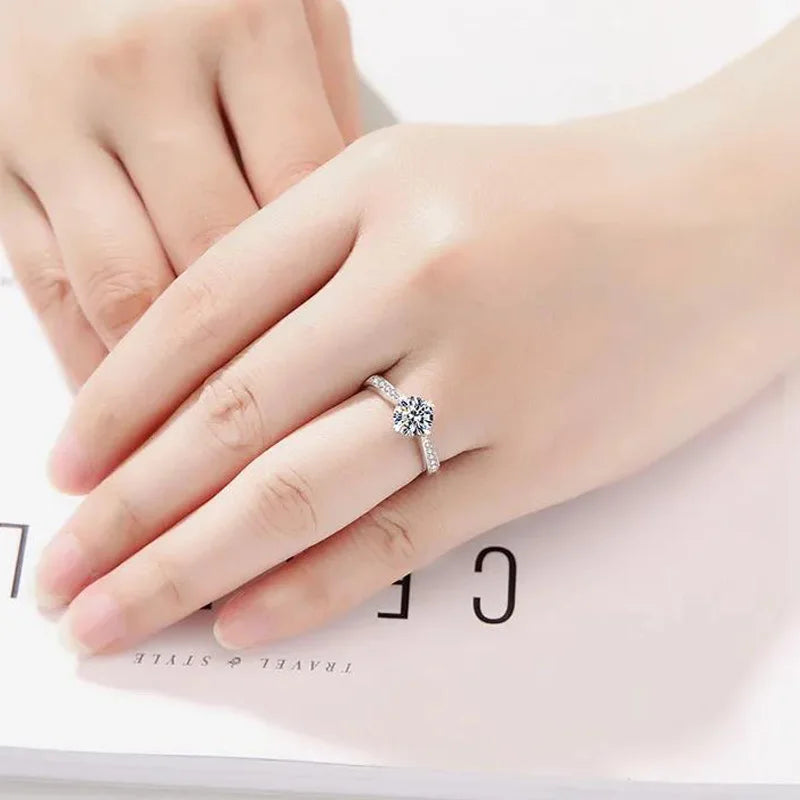 925 Sterling Silver Zircon Adjustable Women's Engagement Ring Wedding Fashion Jewelry Accessories by All Mart Bristol Ltd