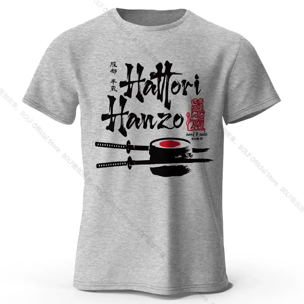 Men's Hattori Hanzo Printed T-Shirt 100% Cotton Oversized Ninja Graphic Tees for Women Summer Tops Samurai Streetwear by All Mart Bristol Ltd