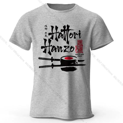 Men's Hattori Hanzo Printed T-Shirt 100% Cotton Oversized Ninja Graphic Tees for Women Summer Tops Samurai Streetwear by All Mart Bristol Ltd