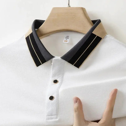 2025 New Men's Collar Polo Shirt Short Sleeved Sweat Absorbing Polo Tops ,Luxury Jacquard Breathable Contrast color T-shirt by All Mart Bristol Ltd