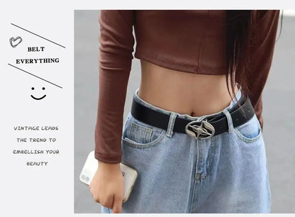 Fashion Metal Star Buckle Leather Belt for Woman Goth Punk Style Waist Belt Man Casual Style Waistband for Jeans Accessories by All Mart Bristol Ltd