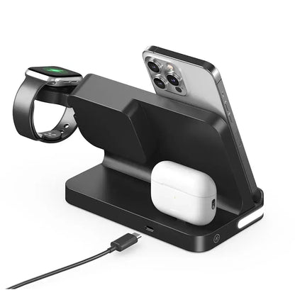 Four in one desktop clock wireless charger that can charge phones, headphones, and watches simultaneously by All Mart Bristol Ltd
