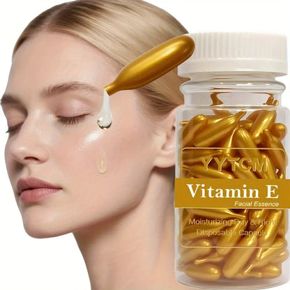 Vitamin E Serum Capsules, Single-Use Essence Capsules, Hydrating and Moisturizing Facial Skin 90 Capsules/Bottle - 1 Bottle by All Mart Bristol Ltd