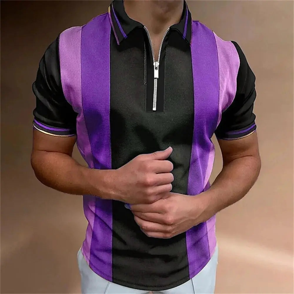 Men's Tops Polo Golf Men's King Print T Shirt High Quality Turndown Short Sleeve Zipper Pullover Original Golf Wear Men Clothing by All Mart Bristol Ltd