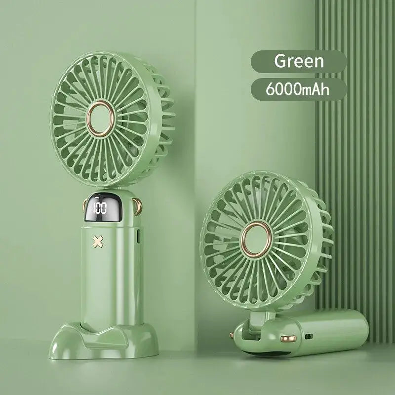 Hot Sell Handheld Mini Fan Foldable Portable Neck Hanging Fans 5 Speed USB Rechargeable Fan with Phone Stand and Display Screen by All Mart Bristol Ltd
