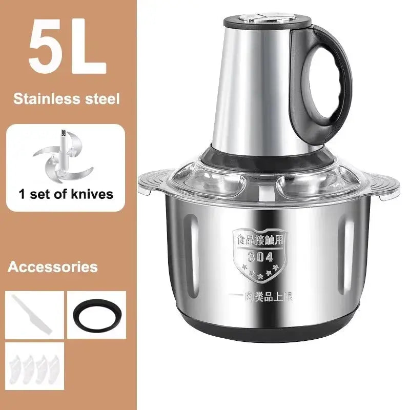 2L 3L 5L Household Stainless Steel Meat Grinder 500W High Power Blender Multifunctional Food Processor Food Chopper Electric by All Mart Bristol Ltd