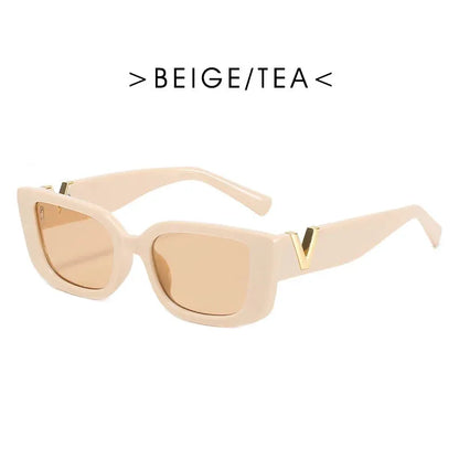 Retro Cat Eye Frame Sunglasses Women Luxury V Sun Glasses Men Fashion Rectangle Jelly Glasses with Metal Hinges UV400 by All Mart Bristol Ltd