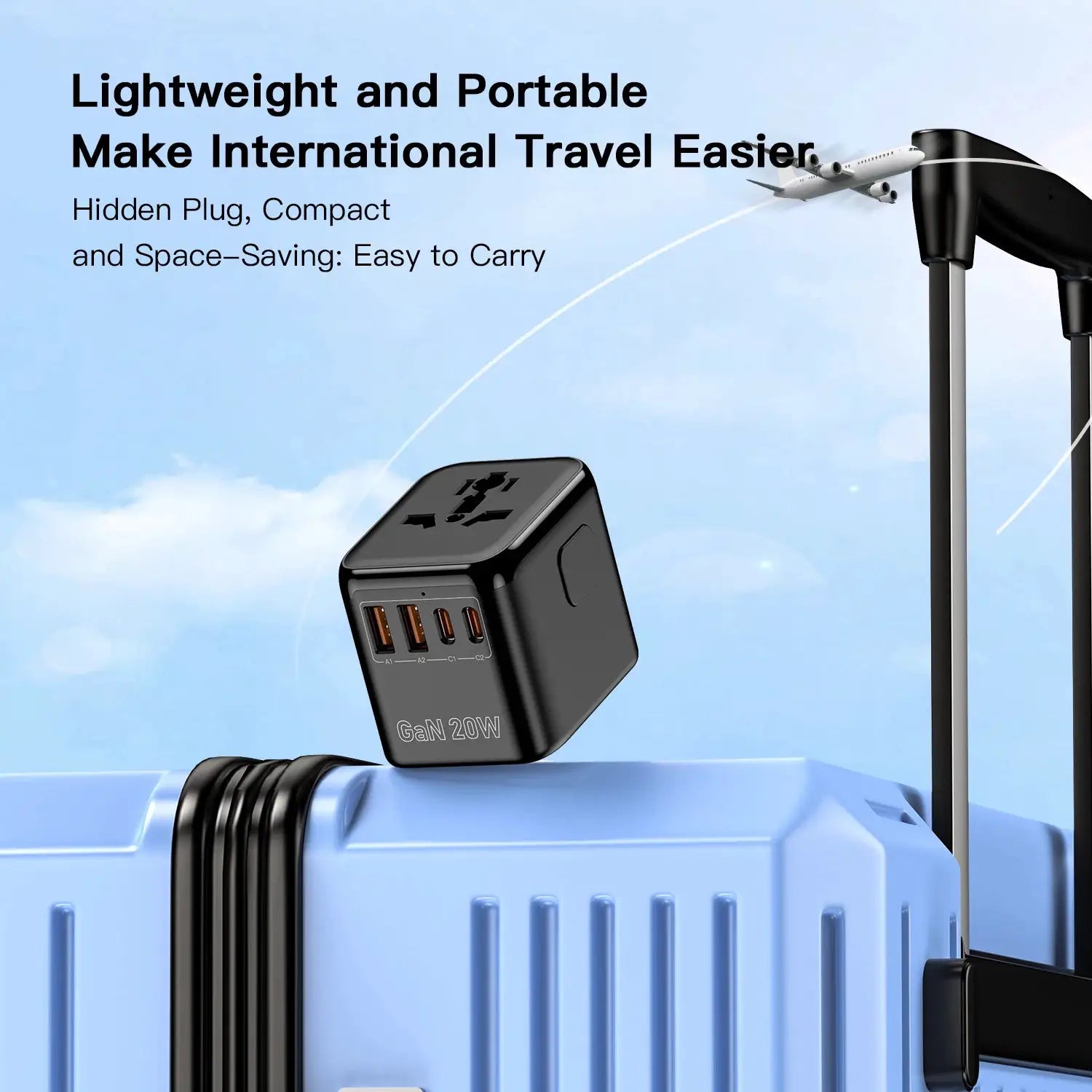 GaN 20W International Power Adapter,2 USB-C & 2 USB-A Fast Charging Travel Charger,Outlet Adapter Travel for Europe EU UK USA AU by All Mart Bristol Ltd
