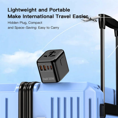 GaN 20W International Power Adapter,2 USB-C & 2 USB-A Fast Charging Travel Charger,Outlet Adapter Travel for Europe EU UK USA AU by All Mart Bristol Ltd