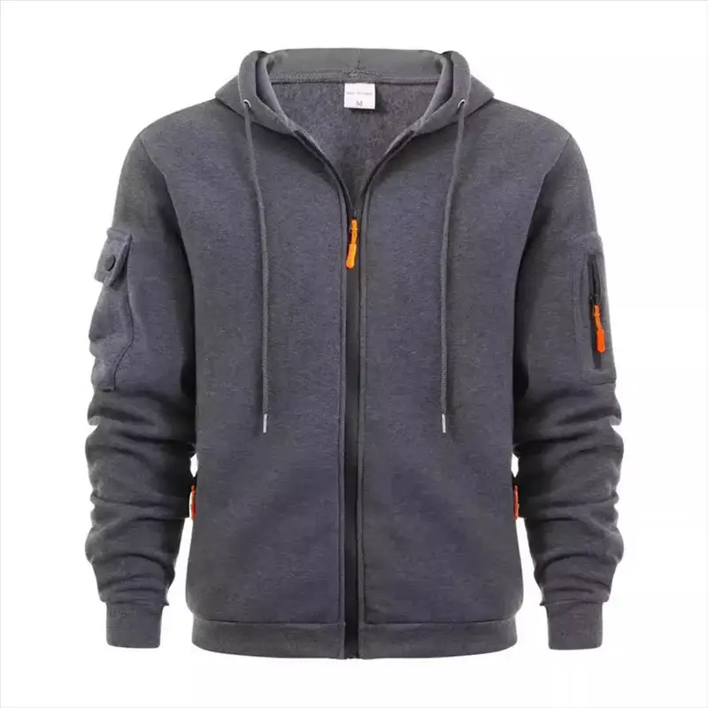 Spring Autumn Hooded Hoodies Men Fashion Zipper Pocket Sports Cardigan Outwear Male Solid Casual Jogging Sweatshirt Jackets Coat by All Mart Bristol Ltd