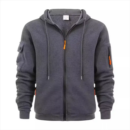 Spring Autumn Hooded Hoodies Men Fashion Zipper Pocket Sports Cardigan Outwear Male Solid Casual Jogging Sweatshirt Jackets Coat by All Mart Bristol Ltd