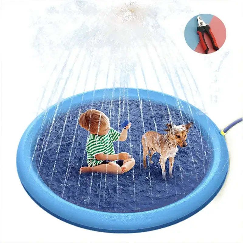 Dog Swimming Pool Pet Inflatable Spray Mat Dog Cooling Pad Outdoor Cat Interactive Fountain Toy Pet Sprinkler Pad Dogs Supplies by All Mart Bristol Ltd