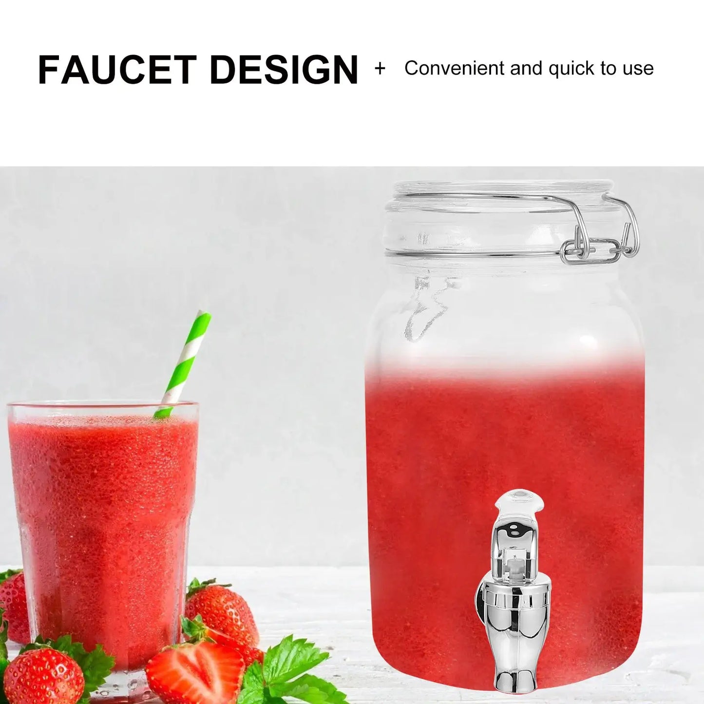 1pc Glass Juice Jar With Tap Leak Proof Beverage Dispenser Drink Container Barrel Storage Bottle Drinks Spigot Drinkware by All Mart Bristol Ltd