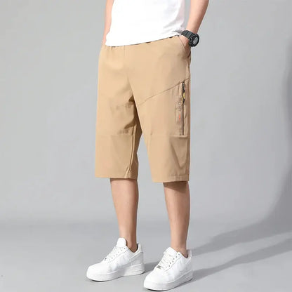 Mens Cargo Shorts Knee Pants Zipper Pocket Summer Cotton Shorts Climbing Jogger Elastic Waist Sports Wear Casual Short Pants by All Mart Bristol Ltd