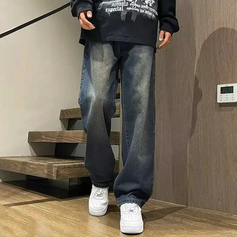 Fashion Men Straight Leg Work Wear Jeans Male Classic Vintage Outside Casual Denim Pants Daily Simple Streetwear Denim Trousers by All Mart Bristol Ltd