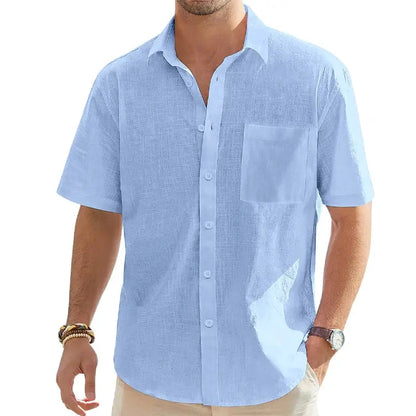 Summer Lightweight Mens Short Sleeve Shirt Casual Business Regular Oversize Shirt Man with Pocket Solid Color Breathable TShirts by All Mart Bristol Ltd