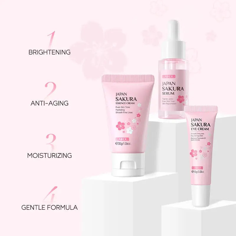 LAIKOU Vitamin C Skin Care Sets 3pcs Face Cream Serum Eye Cream Moisturizing Anti Wrinkles Facial Care Kit by All Mart Bristol Ltd