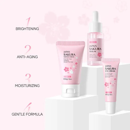 LAIKOU Vitamin C Skin Care Sets 3pcs Face Cream Serum Eye Cream Moisturizing Anti Wrinkles Facial Care Kit by All Mart Bristol Ltd