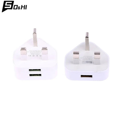 Universal UK Plug 3 Pin Wall Charger Adapter With 1/2 USB Ports Charging For Iphone 11 For Huawei Charging Charger by All Mart Bristol Ltd